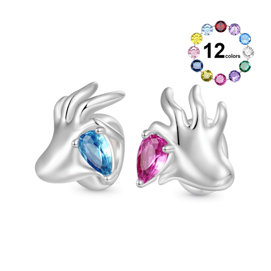 Gnoce Hands with Love Birthstone Charm Platinum-plated Silver Blend_1