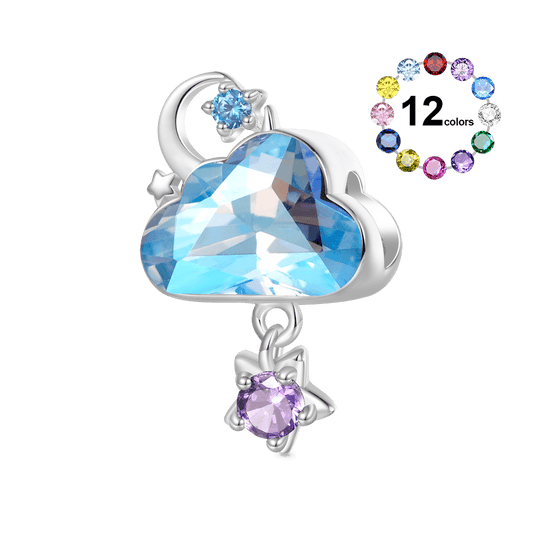 Gnoce  Blue Cloud Star Birthstone Charm Platinum-plated Silver Blend_1