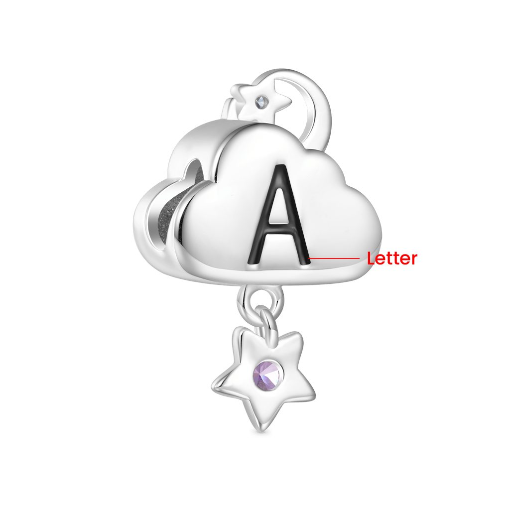 Gnoce  Blue Cloud Star Birthstone Charm Platinum-plated Silver Blend_2