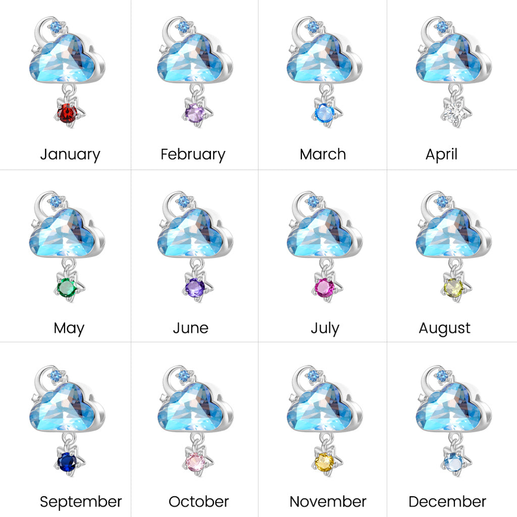 Gnoce  Blue Cloud Star Birthstone Charm Platinum-plated Silver Blend_6