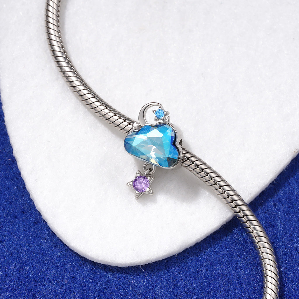 Gnoce  Blue Cloud Star Birthstone Charm Platinum-plated Silver Blend_3
