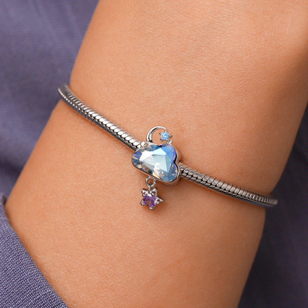 Gnoce  Blue Cloud Star Birthstone Charm Platinum-plated Silver Blend_5