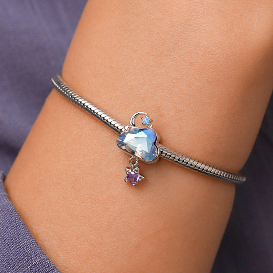 Gnoce  Blue Cloud Star Birthstone Charm Platinum-plated Silver Blend_5