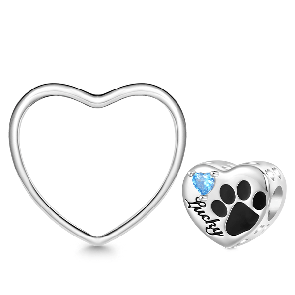 Gnoce Loving Pet Paw Photo Charm Platinum-plated Silver Blend_3