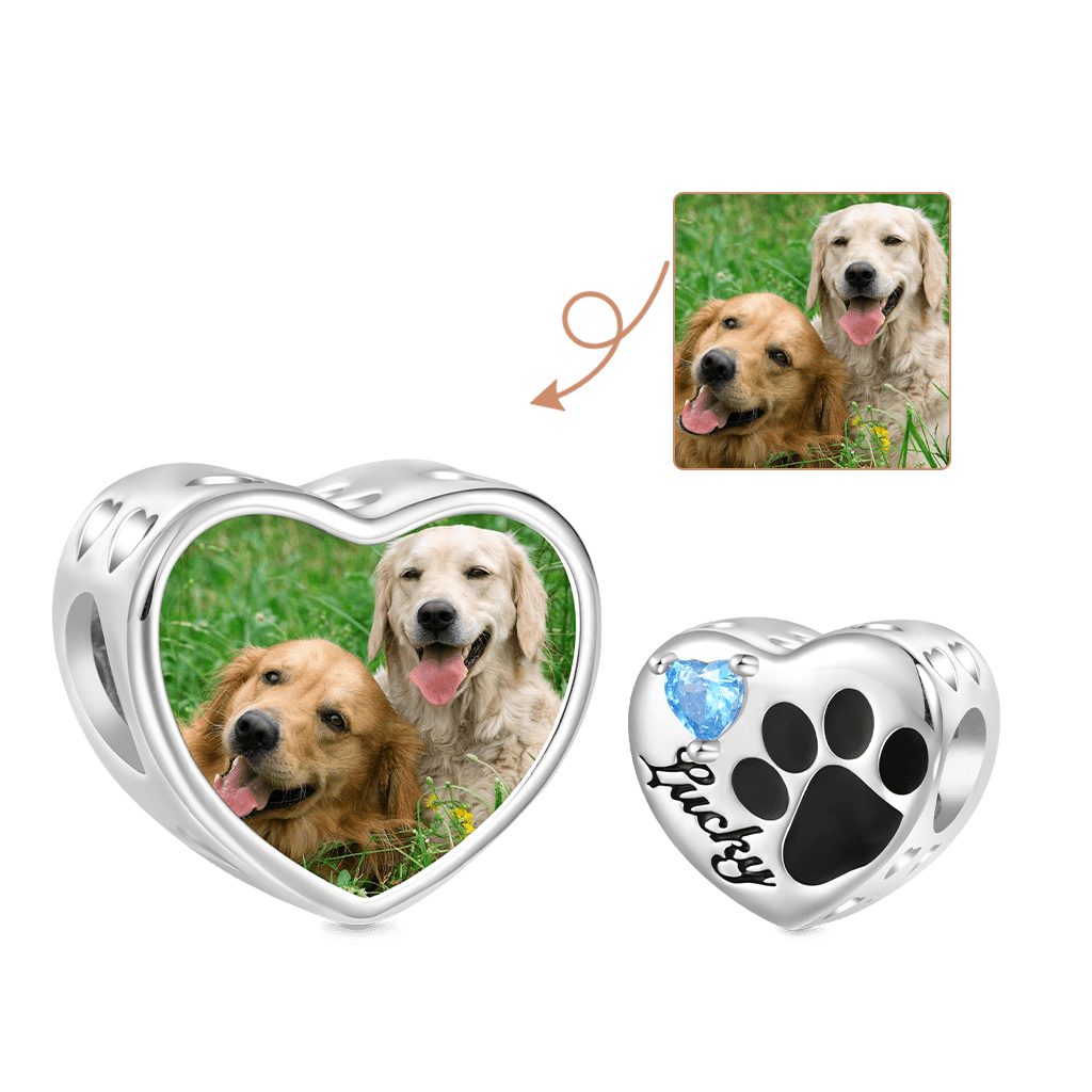 Gnoce Personalized Loving Pet Paw Photo Charm_1