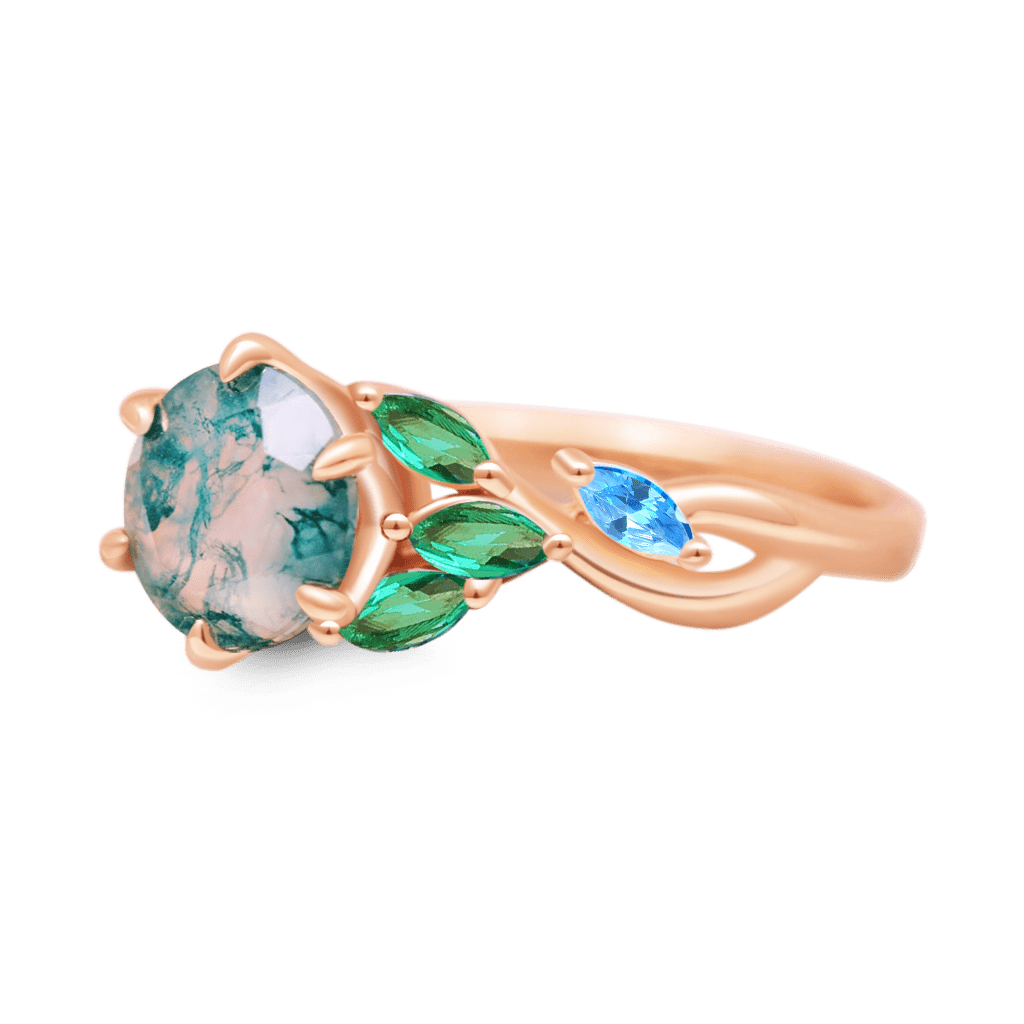 Gnoce Garden Green Moss Agate Fire Opal Ring_1