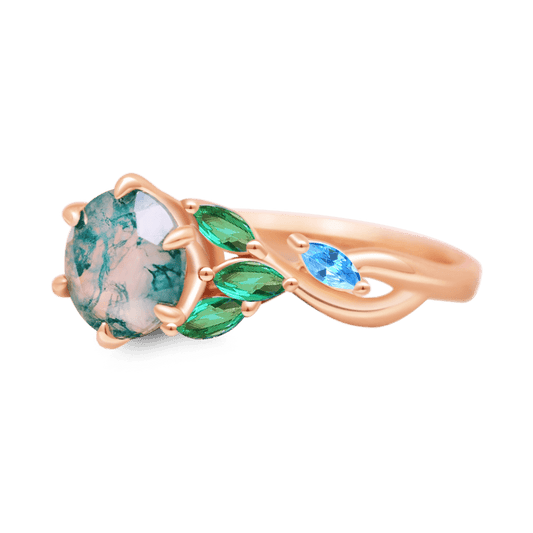 Gnoce Garden Green Moss Agate Fire Opal Ring_1