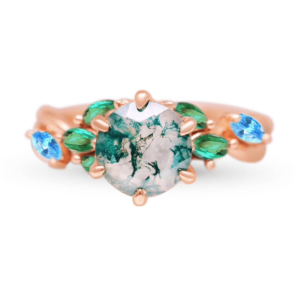 Gnoce Garden Green Moss Agate Fire Opal Ring_2