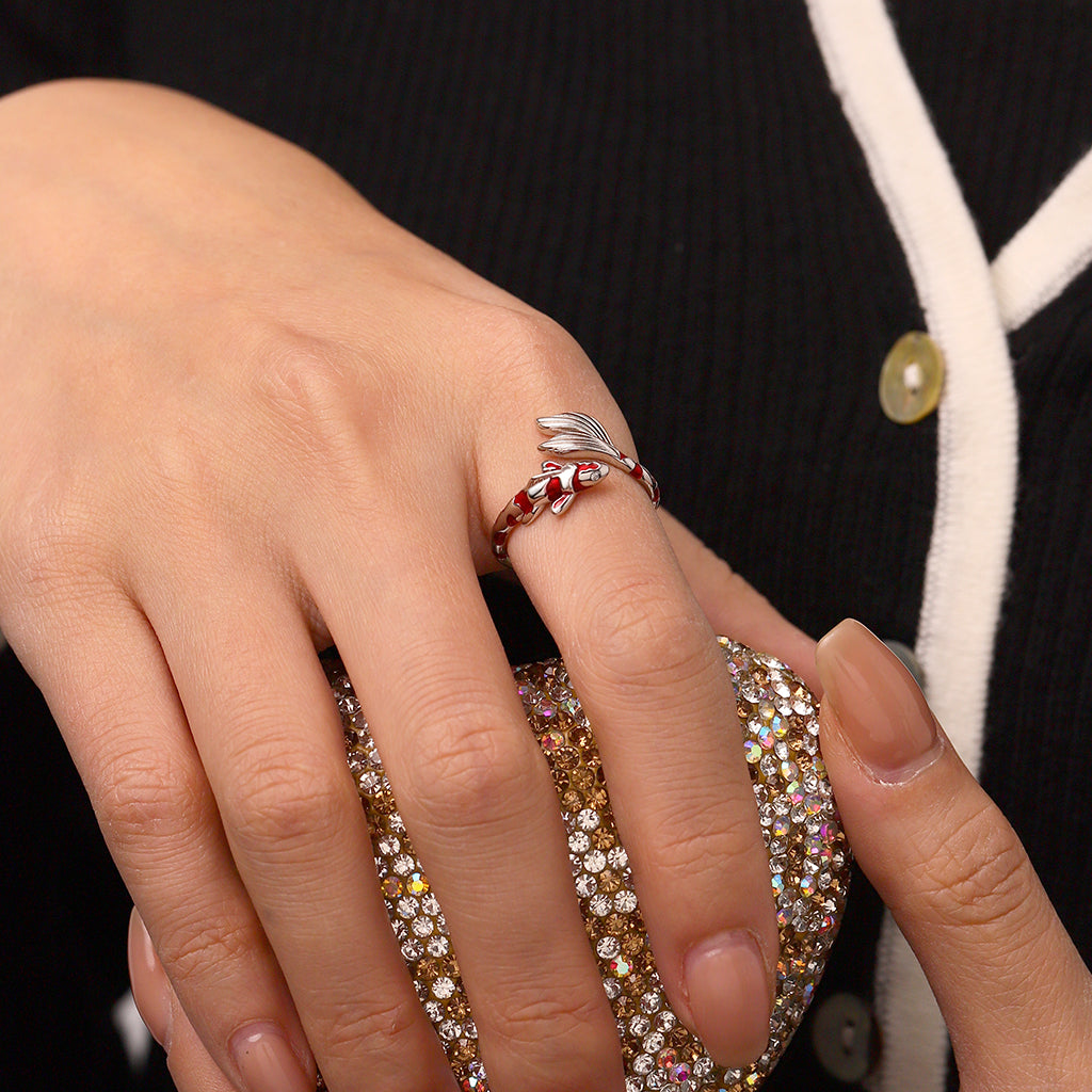 Gnoce Adjustable Good Luck Koi Fish Fortune Ring_4