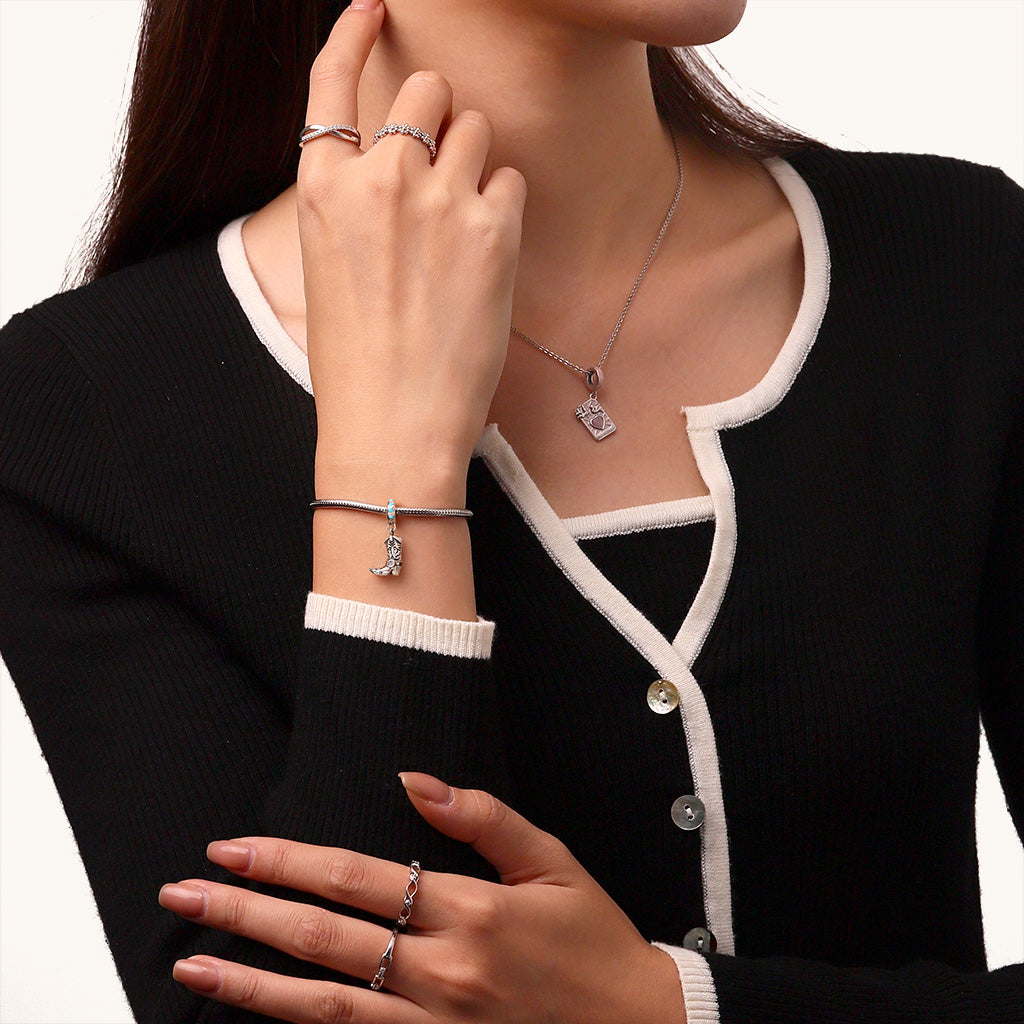 Gnoce Western Cowboy Boot Pendant Dangle Charm_5