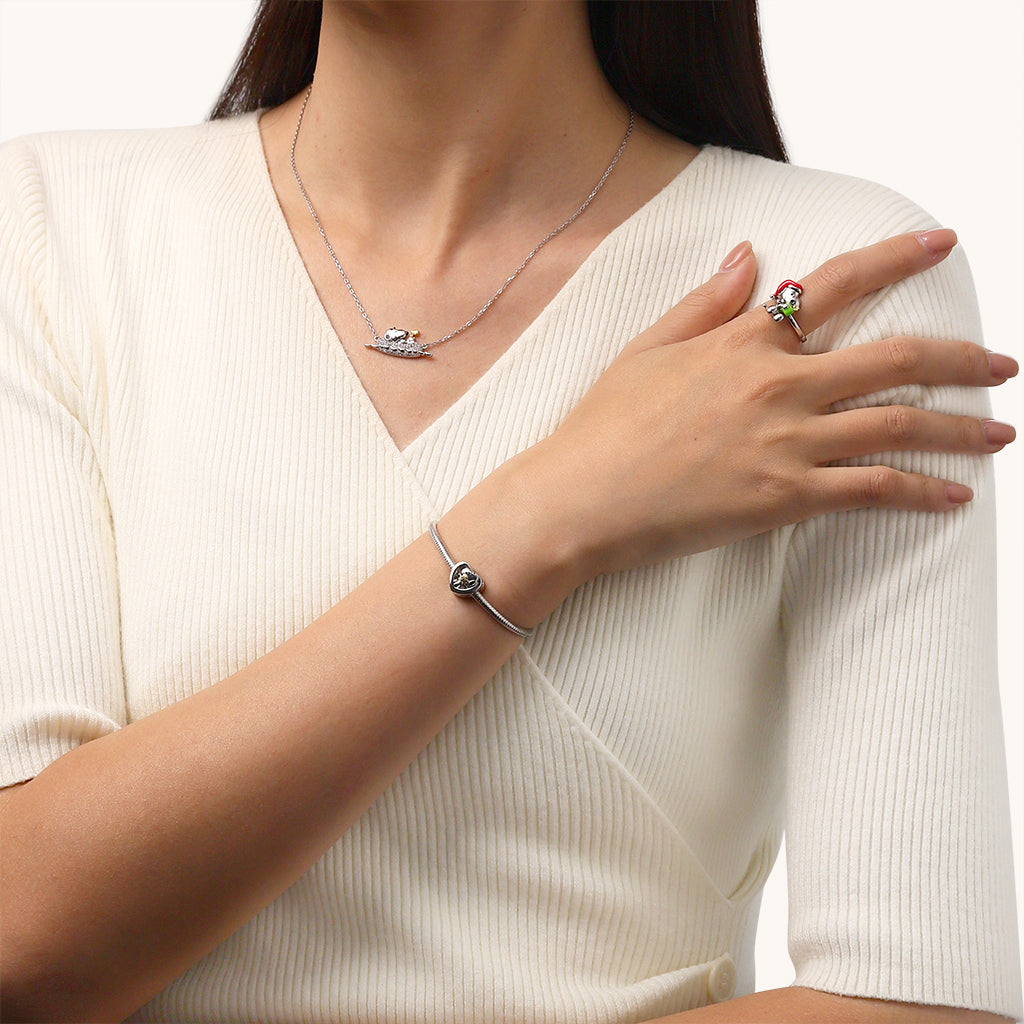 Gnoce Snoopy Hugs Woodstock Personalized Photo Heart Charm_3