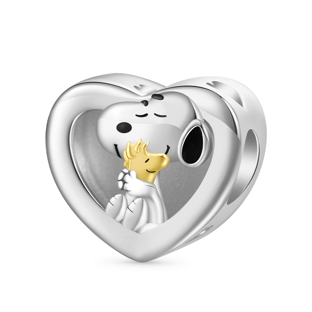 Gnoce Snoopy Hugs Woodstock Personalized Photo Heart Charm_2
