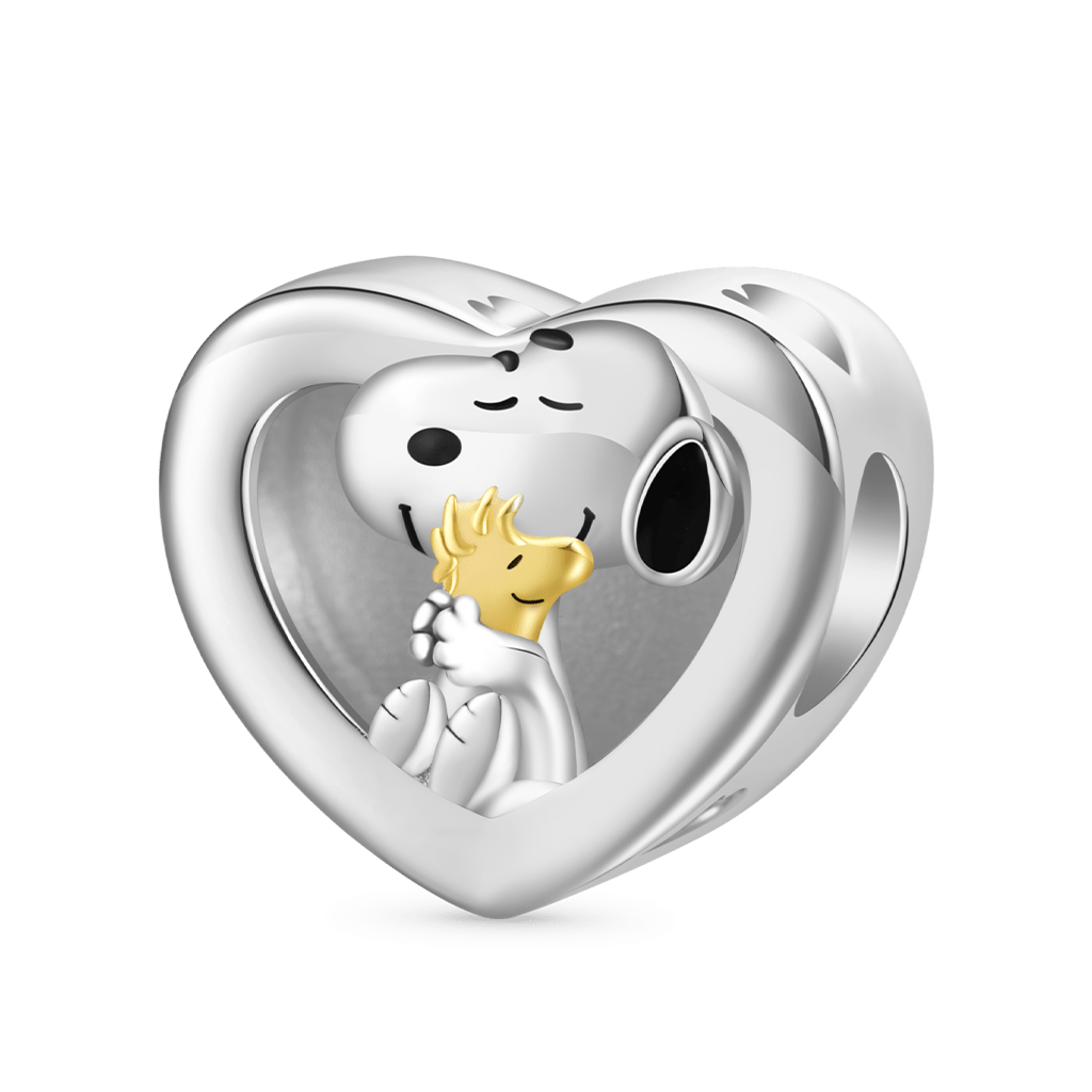 Gnoce Snoopy Hugs Woodstock Personalized Photo Heart Charm_2
