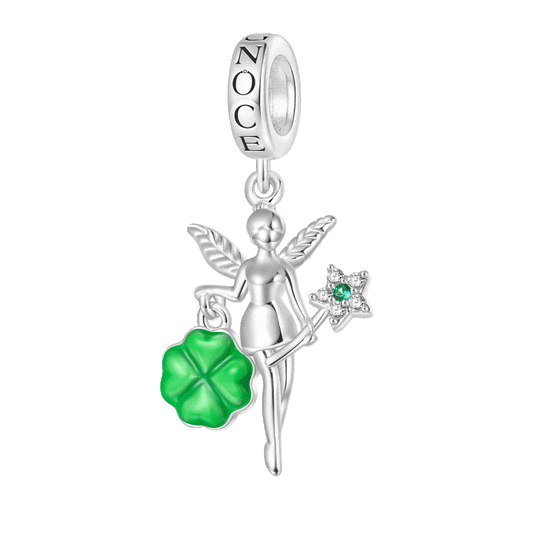 Gnoce Hand-held Glow-in-the-Dark Four-leaf Clover Charm Platinum-plated Silver Blend_1
