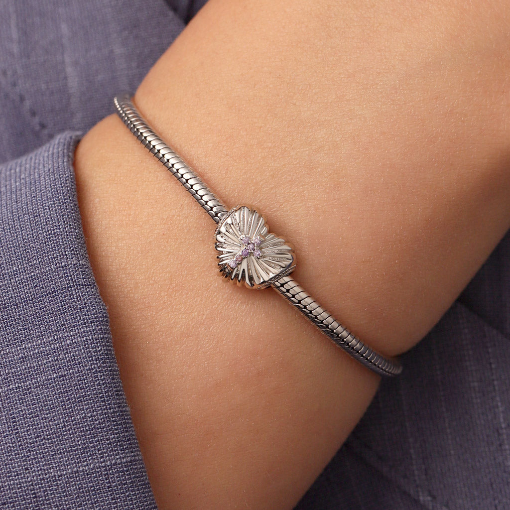 Gnoce Cross Faith Over Fear Birthstone Charm Platinum-plated Silver Blend_5