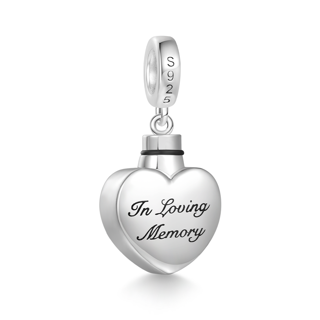 Gnoce Memorial Angel Urn Ashes Heart Charm Platinum-plated Silver Blend_4
