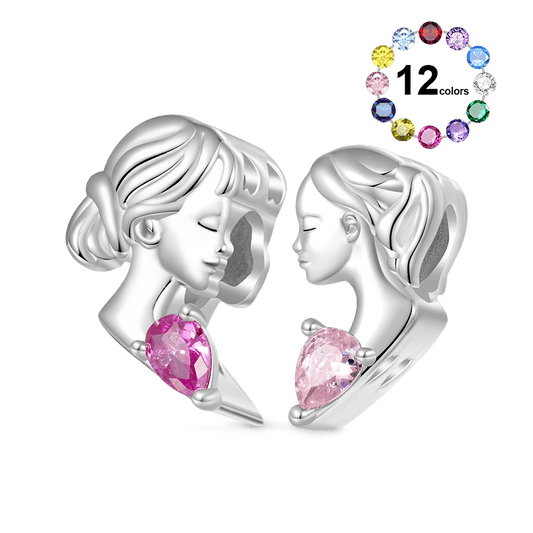 Gnoce Mother Daughter Birthstone Double Charm Platinum-plated Silver Blend_1