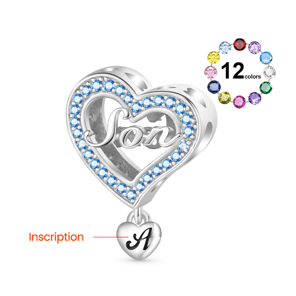 Gnoce Family Members Son Charm Platinum-plated Silver Blend_2