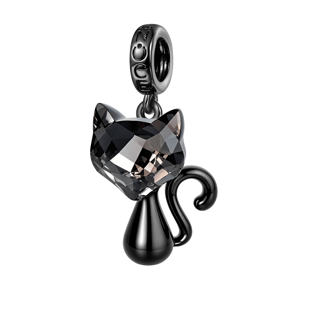 Gnoce Mystic Crystal Black Cat Pendant Dangle Charm_1