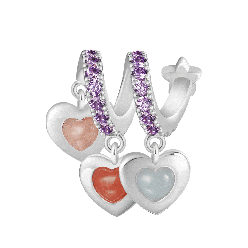 Gnoce Glow-in-the-Dark Stones Family Charm Platinum-plated Silver Blend_1