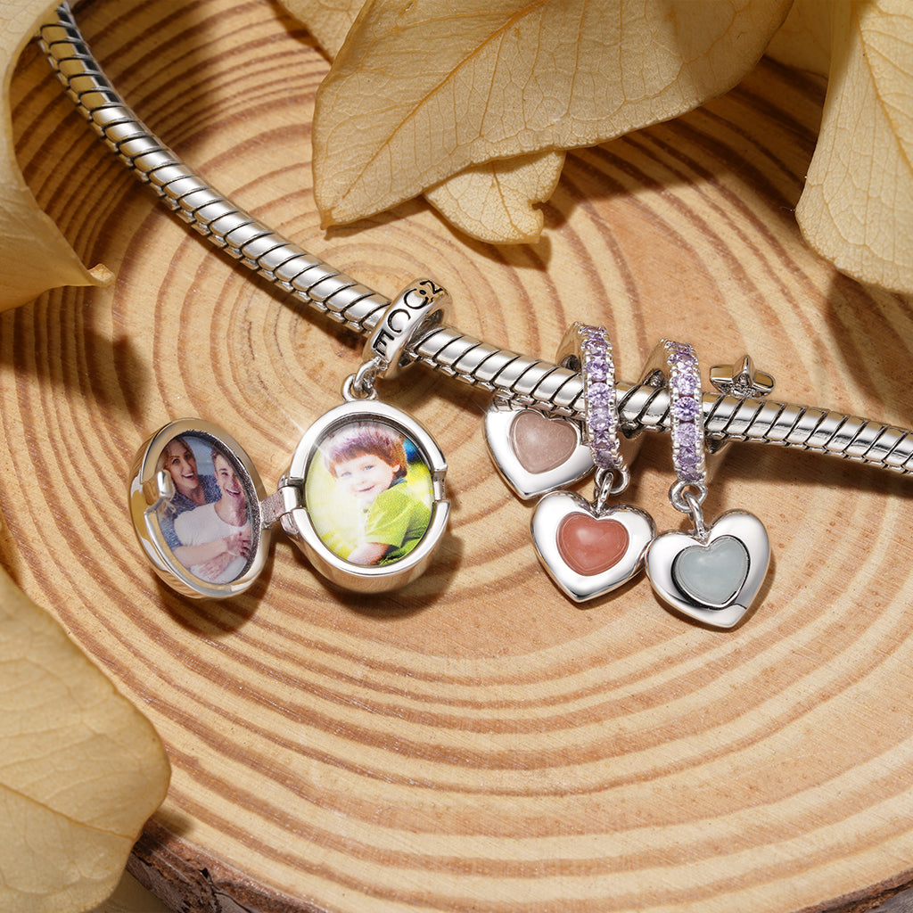 Gnoce Glow-in-the-Dark Stones Family Charm Platinum-plated Silver Blend_5