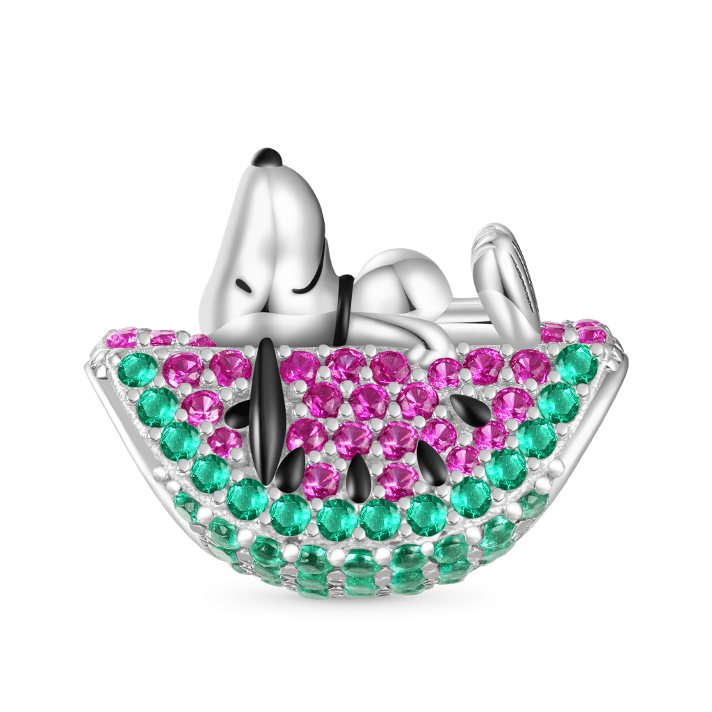 Gnoce Peanuts Lying Snoopy Watermelon Diamond Charm_1