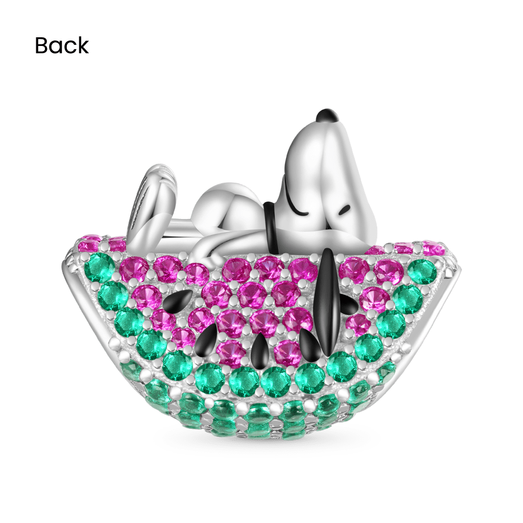 Gnoce Peanuts Lying Snoopy Watermelon Diamond Charm_3