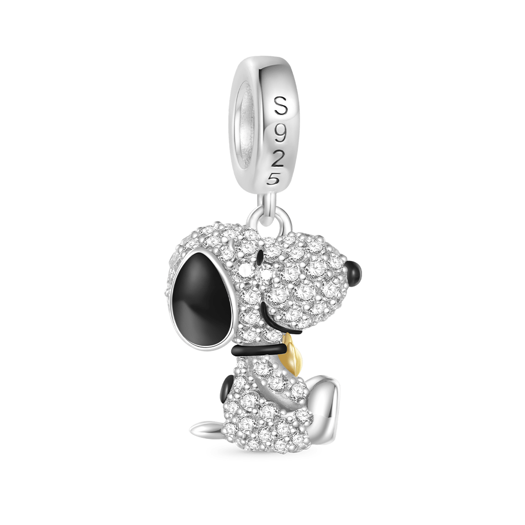 Gnoce Peanuts Snoopy Hugging Woodstock Diamond Pendant Dangle Charm_3