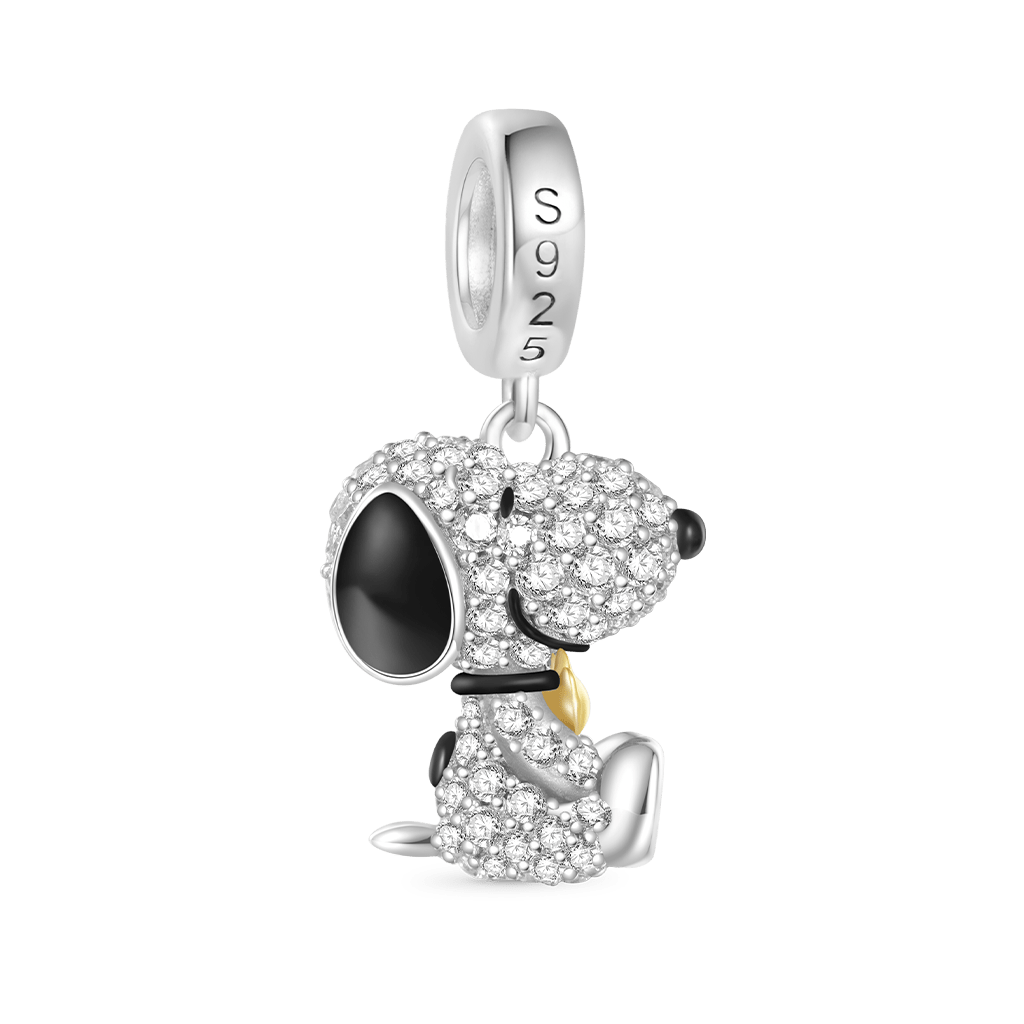 Gnoce Peanuts Snoopy Hugging Woodstock Diamond Pendant Dangle Charm_3