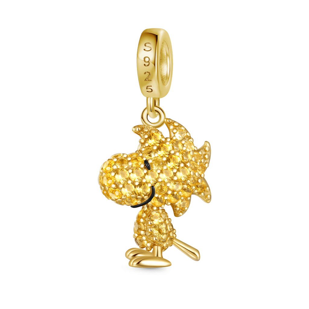 Gnoce Peanuts Woodstock Pave Diamond Pendant Dangle Charm_3