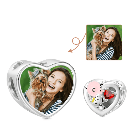 Gnoce Snoopy Hugs Charlie Brown Personalized Photo Heart Charm_2