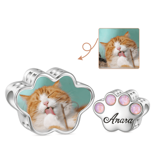 Gnoce Cat Paw Opal Photo Charm Platinum-plated Silver Blend_1