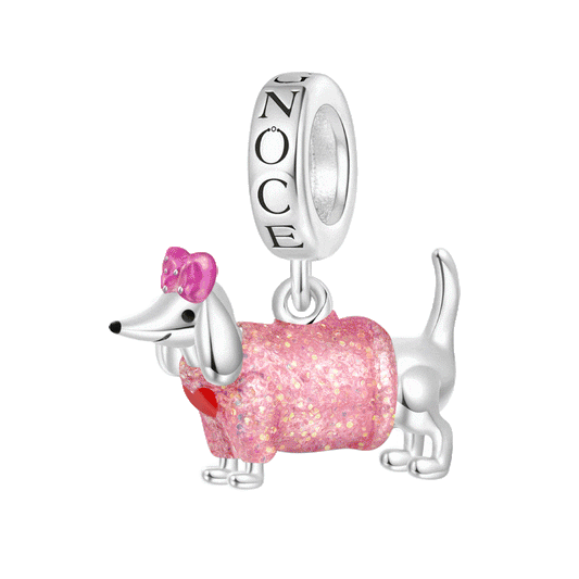 GnocePi nk Dachshund Glow-in-the-Dark Charm Platinum-plated Silver Blend_1