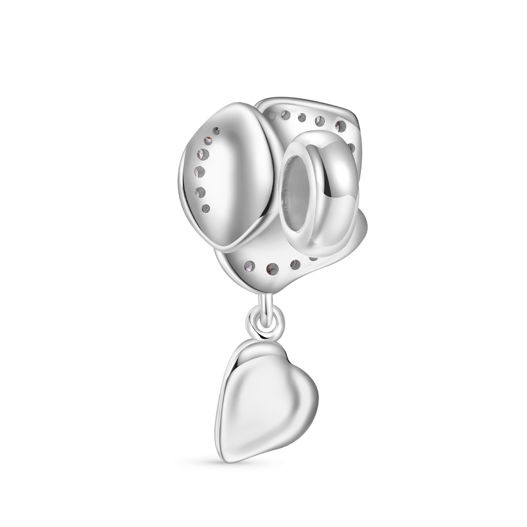 Gnoce Rose Flower Petal Stopper Charm Platinum-plated Silver Blend_3