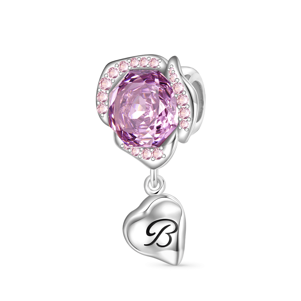 Gnoce Rose Flower Petal Stopper Charm Platinum-plated Silver Blend_1
