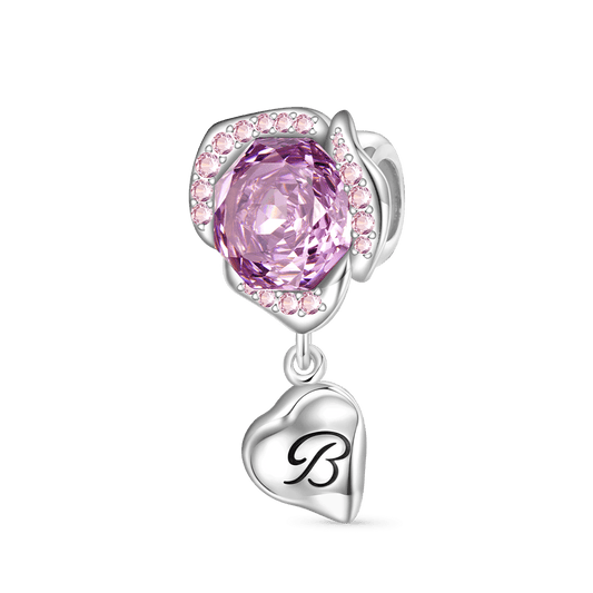 Gnoce Rose Flower Petal Stopper Charm Platinum-plated Silver Blend_1