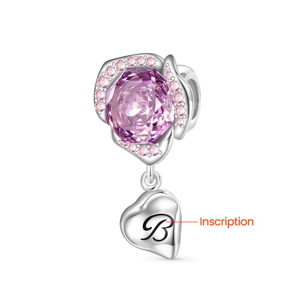 Gnoce Rose Flower Petal Stopper Charm Platinum-plated Silver Blend_2