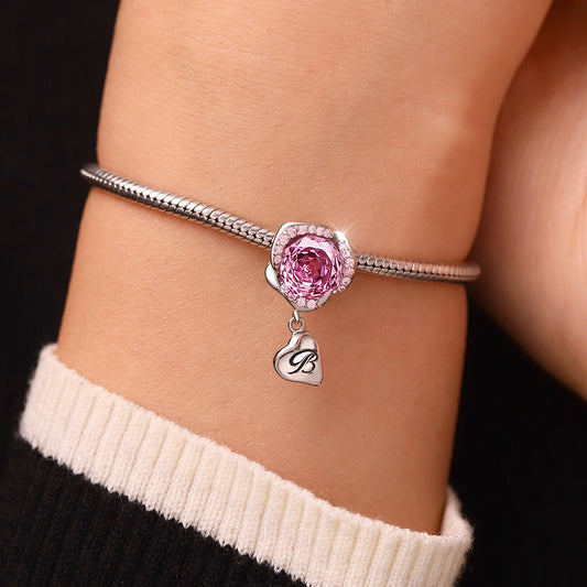 Gnoce Rose Flower Petal Stopper Charm Platinum-plated Silver Blend_5
