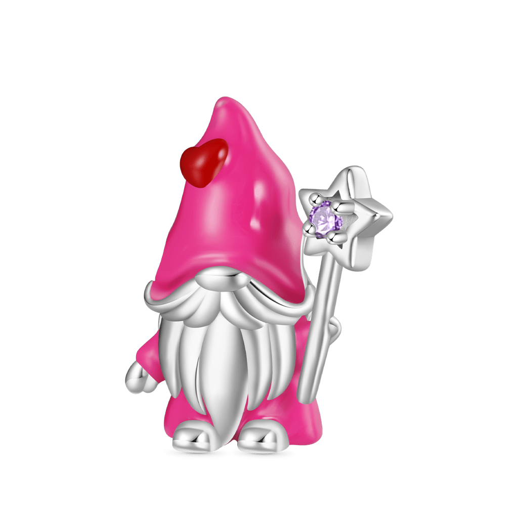 Gnoce Gnome Holding Star Cane Birthstone Charm Platinum-plated Silver Blend_2