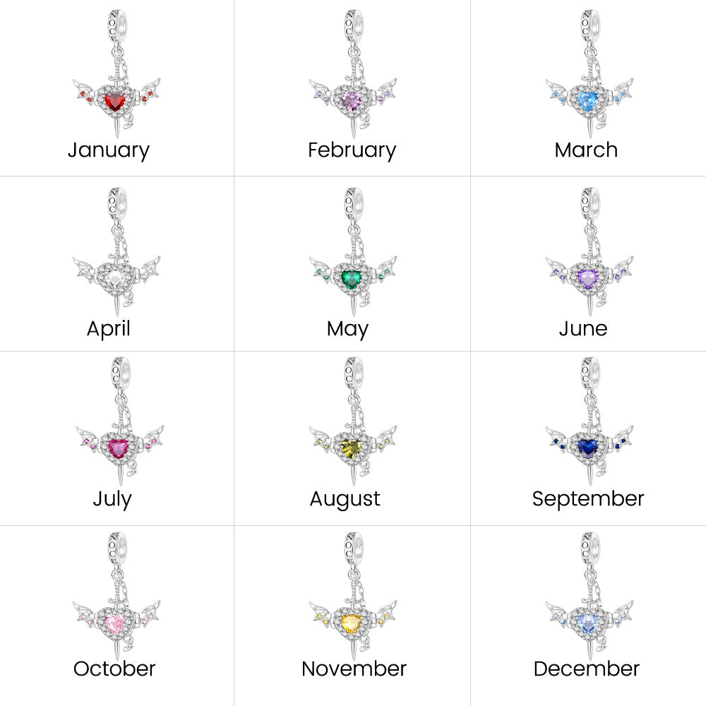 Gnoce Engravable Wounded Heart & Dagger Charm Platinum-plated Silver Blend_8