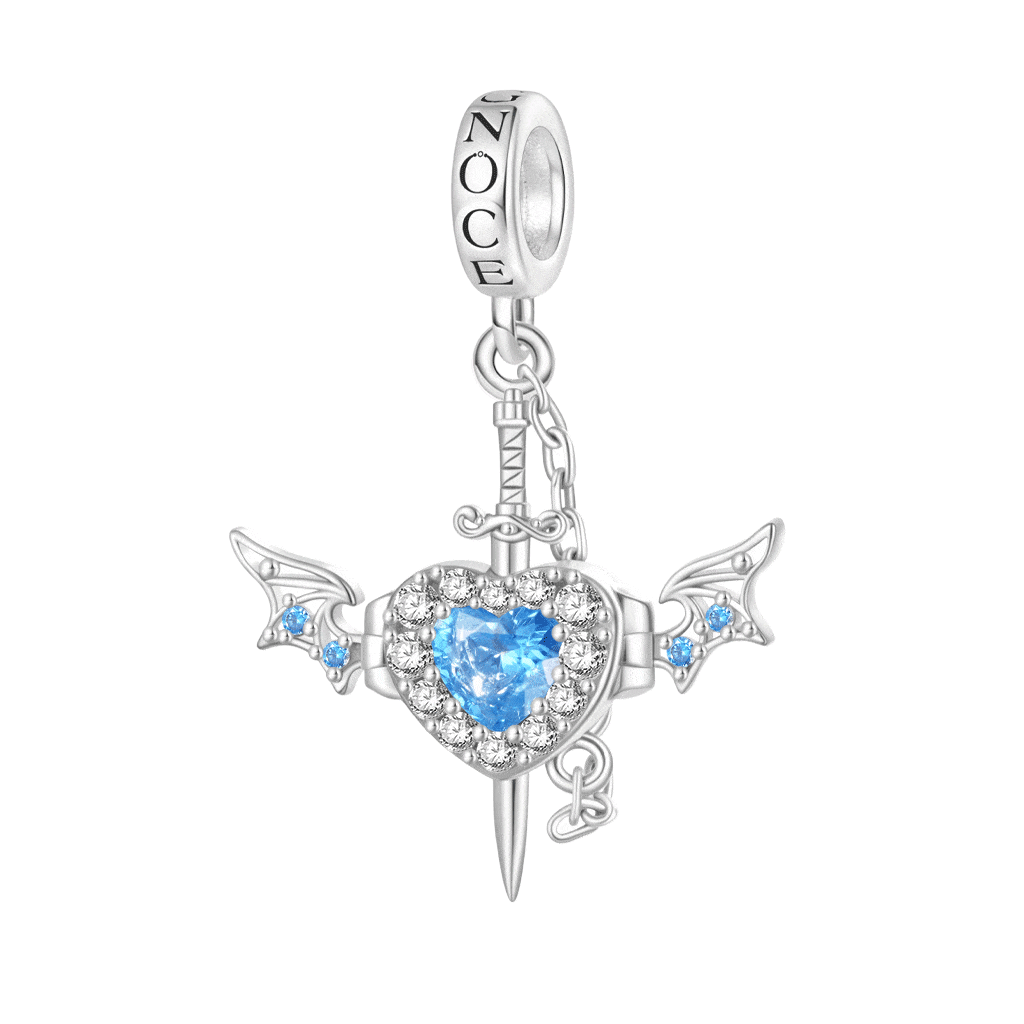 Gnoce Engravable Wounded Heart & Dagger Charm Platinum-plated Silver Blend_1