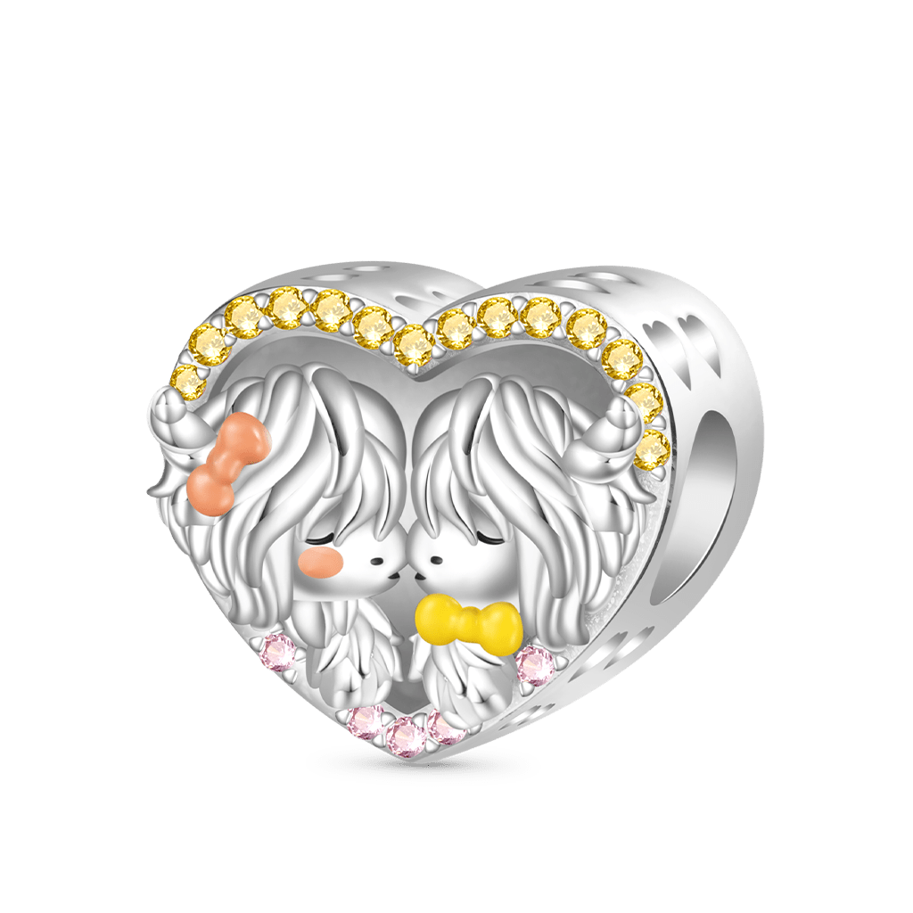 Gnoce Valentine's Day Highland Cow Couple Heart Personalized Photo Charm_4