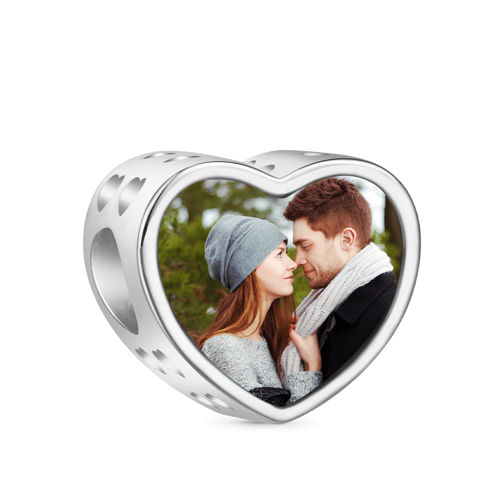 Gnoce Valentine's Day Highland Cow Couple Heart Personalized Photo Charm_2