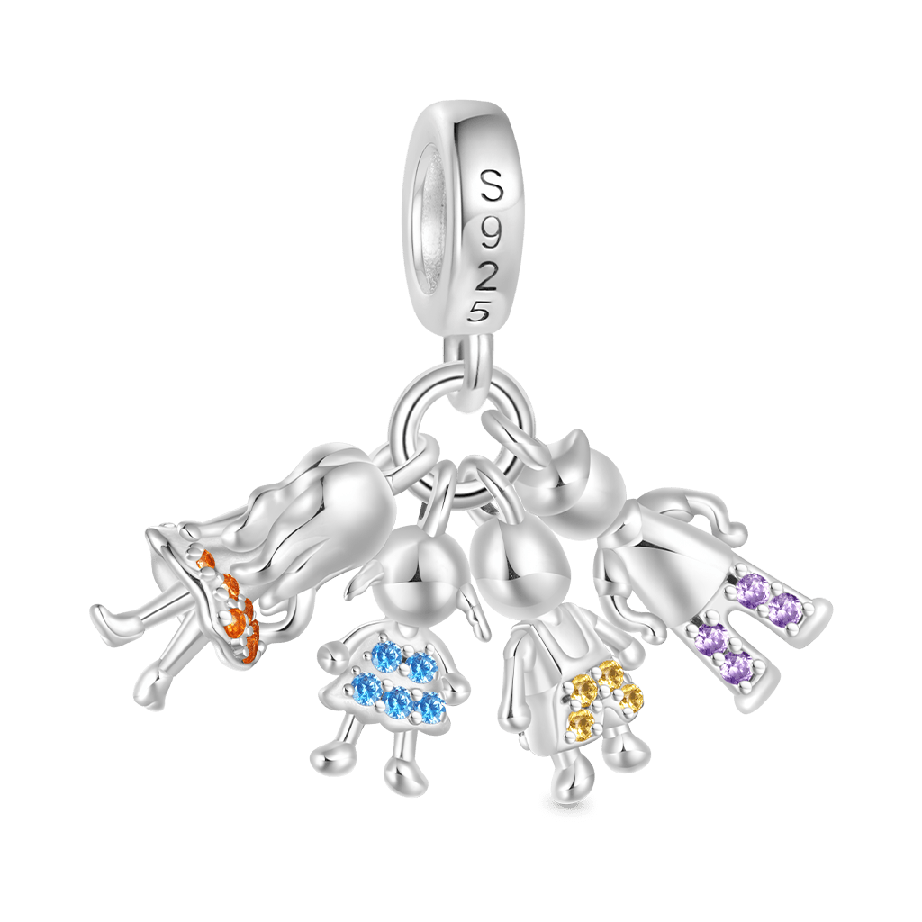 Gnoce Mother's Day Idea Family Portrait Birthstone Pendant Dangle Charm_3