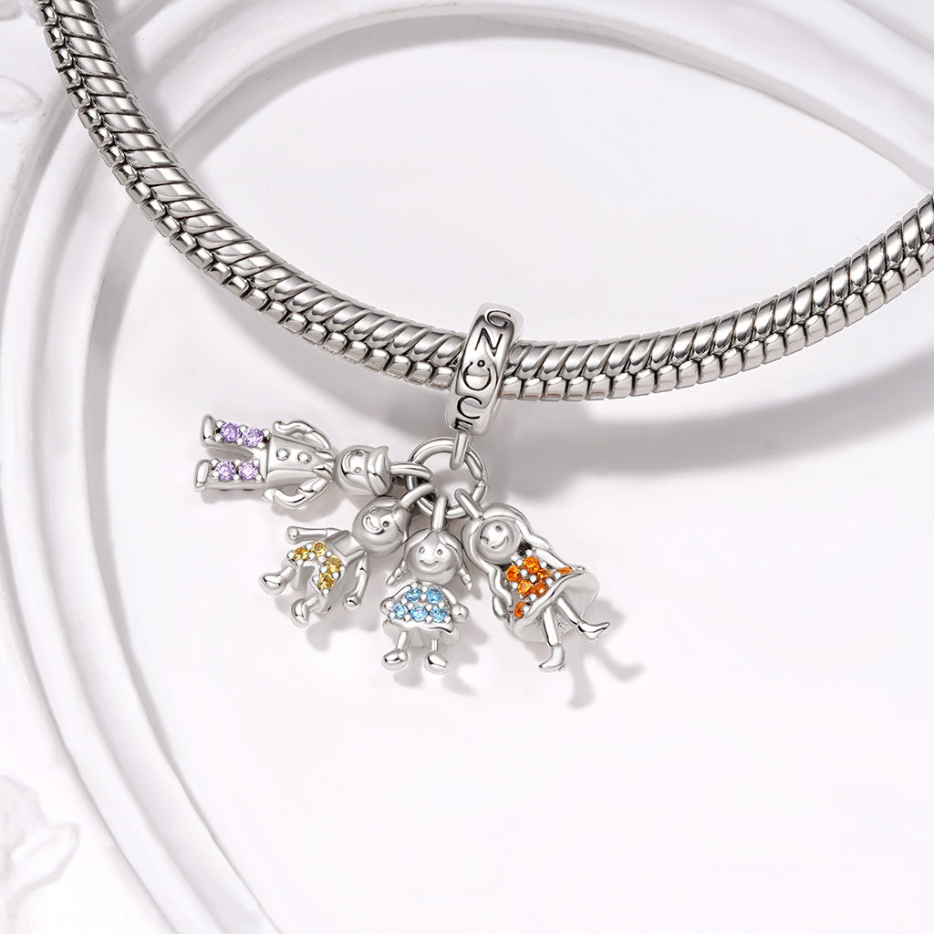 Gnoce Mother's Day Idea Family Portrait Birthstone Pendant Dangle Charm_4