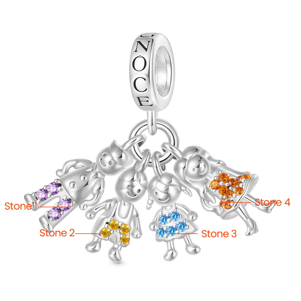 Gnoce Mother's Day Idea Family Portrait Birthstone Pendant Dangle Charm_2