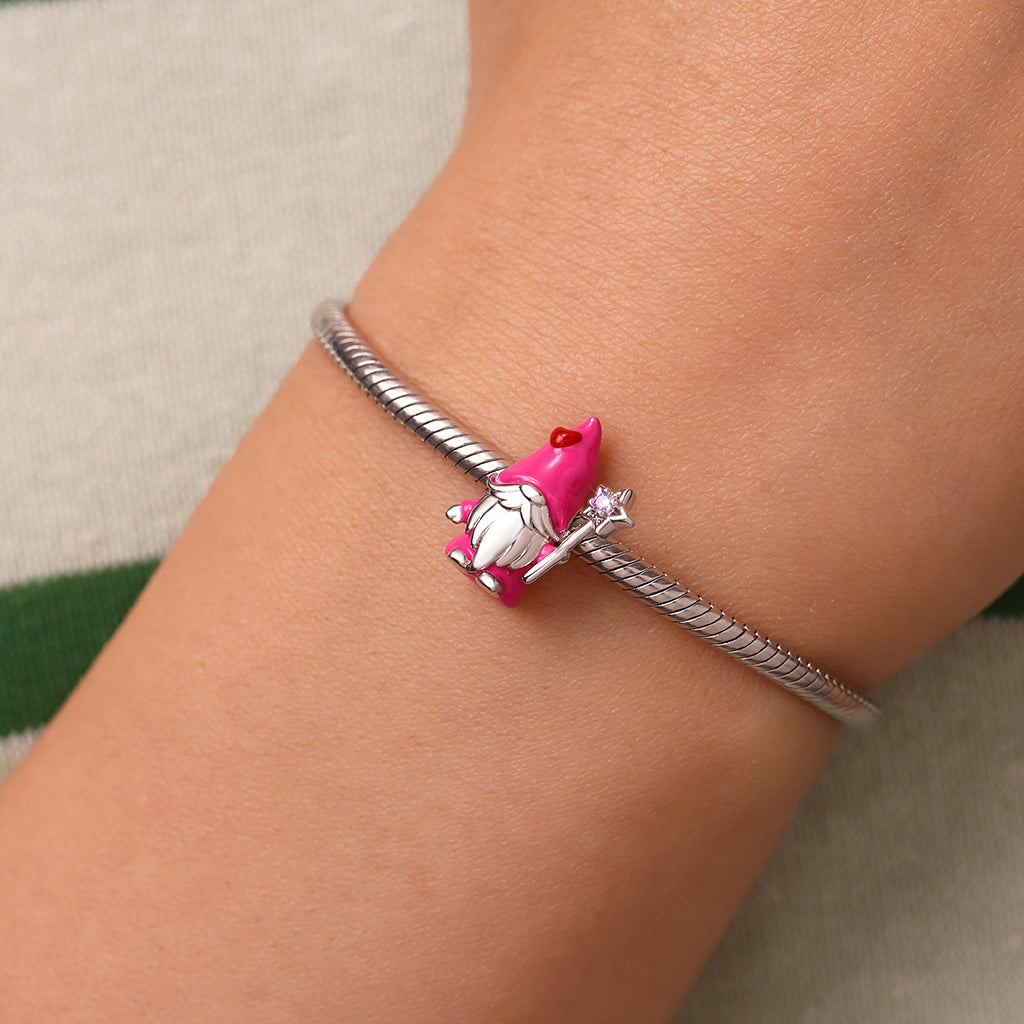 Gnoce Gnome Holding Star Cane Birthstone Charm Platinum-plated Silver Blend_5