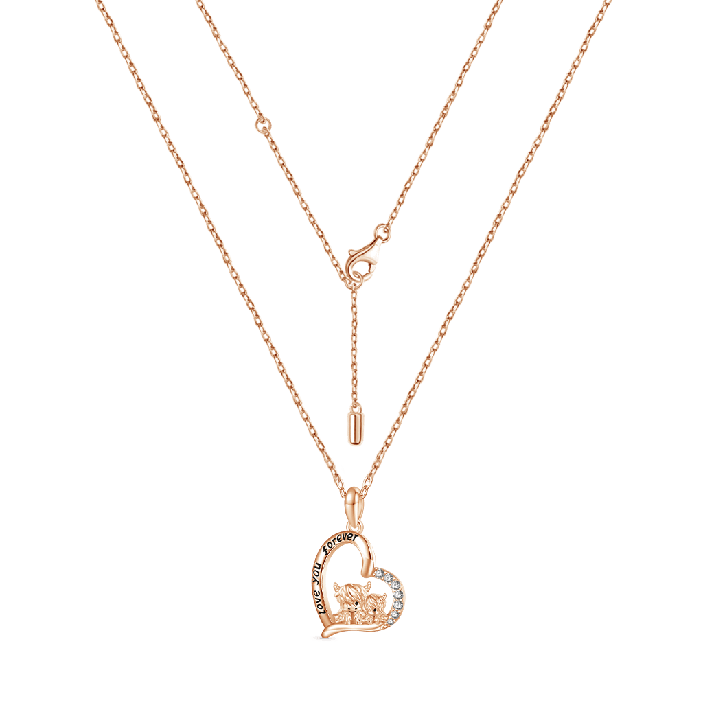 Gnoce I Love You Forever Highland Cow Necklace_3