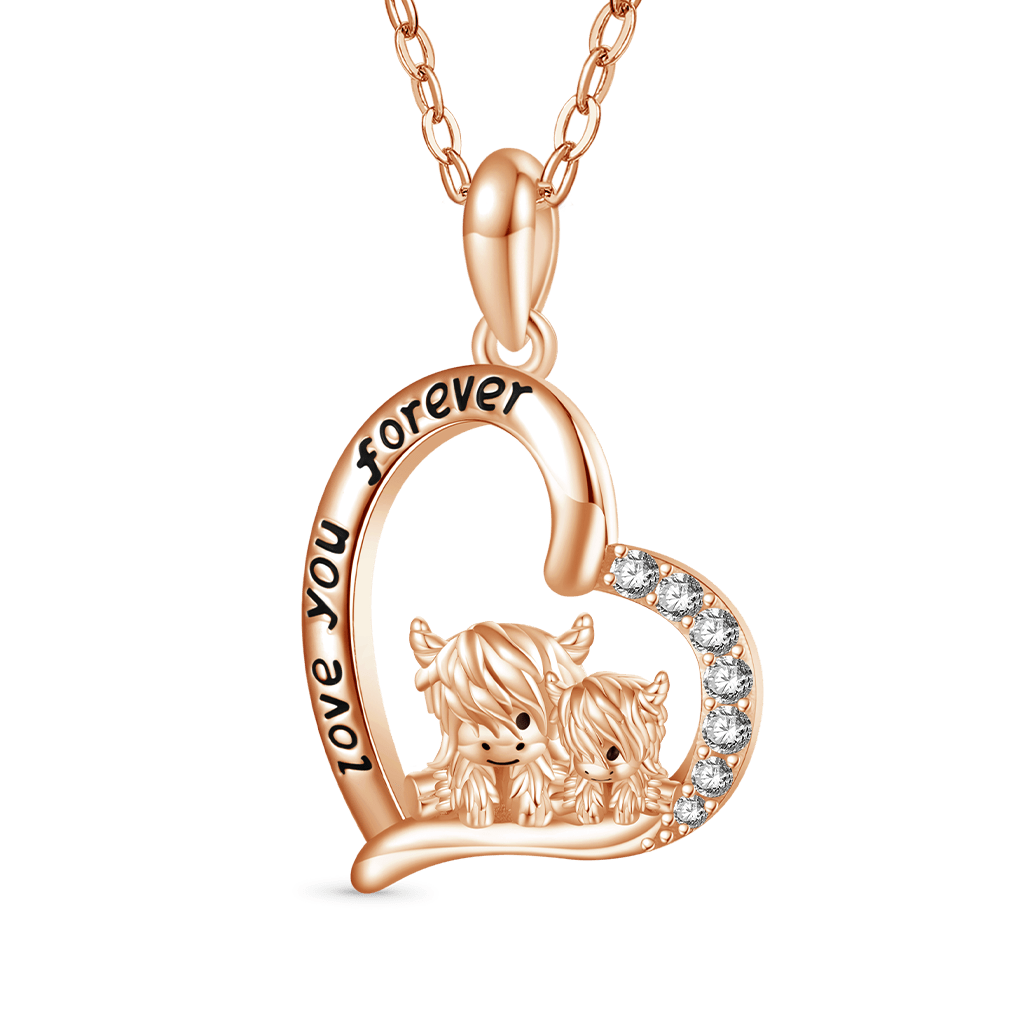Gnoce I Love You Forever Highland Cow Necklace_1