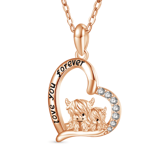 Gnoce I Love You Forever Highland Cow Necklace_1